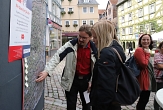 Auf der Karte konnten Passant*innen ihre Vorschläge direkt am betreffenden Ort anbringen. © Thomas Steinforth, Stadt Marburg