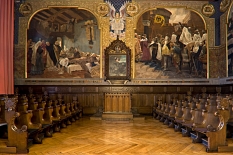 Foto von der Alten Aula mit Gemälde © Farnung, Philipps-Universität Marburg