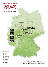 Die Strecke über 721 Kilometer und durch vier Bundesländer verbindet auch die Partnerstädte Marburg und Eisenach. © Deutschlandtour