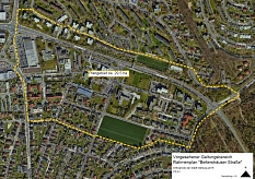 Die Karte zeigt den vorgesehener Geltungsbereich für den Rahmenplan „Beltershäuser Straße. © Universitätsstadt Marburg