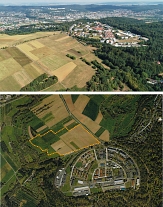 Drohnenfoto Hasenkopf und Luftbild mit Abgrenzung Hasenkopf © Universitätsstadt Marburg