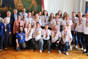 Empfang BC Marburg 2026 Es ist eine Sportmannschaft im Rathaus der Stadt Marburg zu sehen.