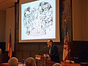Vitali Konstantinov begeisterte die Marburgerinnen und Marburger im Historischen Rathaussaal mit der Vorstellung seiner Illustrationen für die neue Stadtschrift.