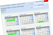 Ein Ausschnitt aus einem Kalenderblatt für 2016 mit Ferien und Feiertagen für das Land Hessen.