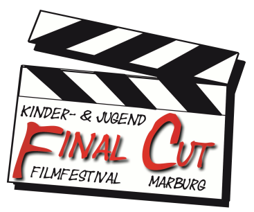 Eine gezeichnete Klappe, wie sie bei Filmaufnahmen eingesetzt wird (oder wurde?), mit dem Schriftzug Final Cut. © Universitätsstadt Marburg