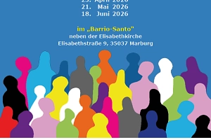 Flyer Kennenlern-Treff_2026 Offener Kennenlern-Treff für Interessierte am Gemeinschaftlichen Wohnen.
Jeweils donnerstags 19.30 Uhr – 21.00 Uhr am
26. März 2026
23. April 2026
21. Mai 2026
18. Juni 2026
im „Barrio-Santo“
neben der Elisabethkirche
Elisabethstraße 9, 35037 Marburg