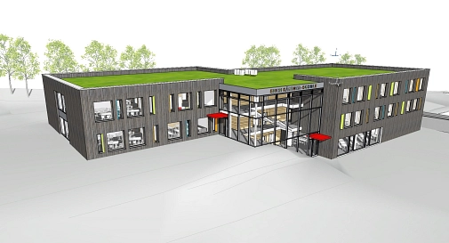 Grafik des Neubaus der EKS.&nbsp;&copy;&nbsp;Architekturbüro Schmees, Wagner