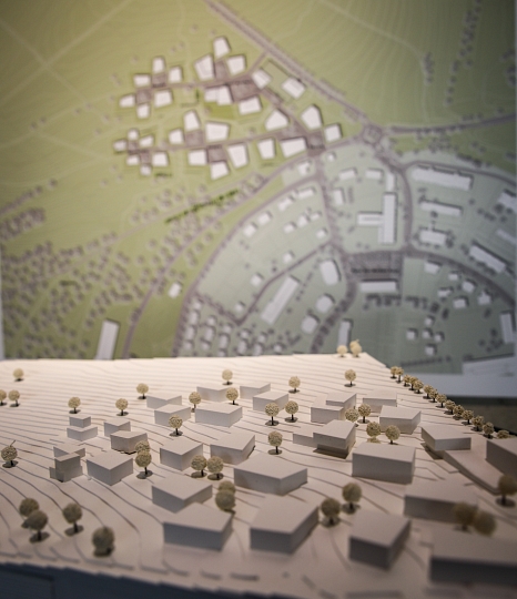 Das Bild zeigt das Modell des zukünftigen Wohnquartiers Hasenkopf. © Patricia Grähling, Stadt Marburg