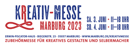 Logo und Informationen zur Kreativ-Messe © satzzentrale Marburg