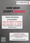 Plakat zum Online-Workshop Keine mehr! Stoppt Feminizide