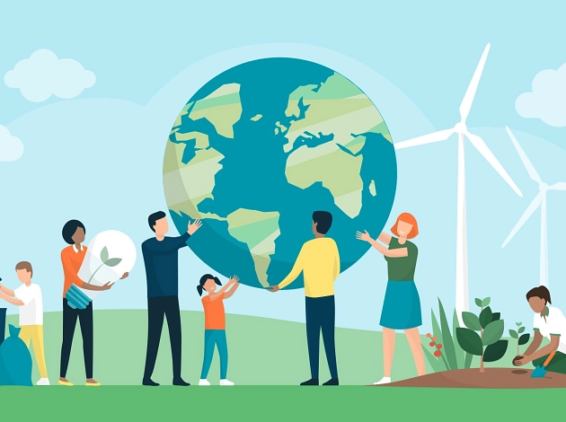 Windräder, PV-Anlagen, eigenes Gemüse anbauen; Klimaschutz hat viele Gesichter.