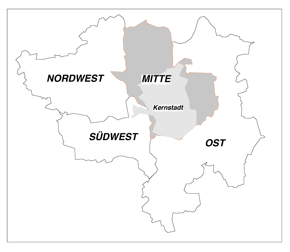 Lageplan Landschaftsplan Mitte Lageplan zu Anordnung der Landschaftspläne der Universitätsstadt Marburg, Geltungsbereich des Landschaftsplanes Mitte © Universitätsstadt Marburg