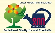 Logo FD 67 Unser Projekt für MR800 mit farbiger Zeichnung Baum, Blume und Gießkanne