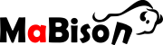 Der Schriftzug MaBison, rechts ein stilisiertes bison (ach was...), bei dem das schräg gestellte N die Beine des Tieres darstellen.