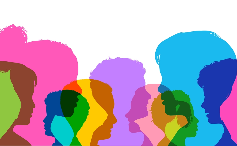 Marburg_Fachstelle Kipe_iStock-1165471677_smartboy10 Bunte Silhouetten von verschiedenen Gesichtern und Köpfen. © iStock/smartboy10