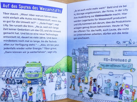 Nach einem Konzept des Chemikums Marburg ist auch ein Pixi-Buch über Wasserstoff erschienen. © Freya Altmüller, i.A.d. Stadt Marburg