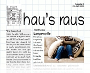 Ein Teil der Titelseite des Newsletter der Jugendförderung "hau’s raus", nach unten hin wird der Inhalt ausgeblendet.