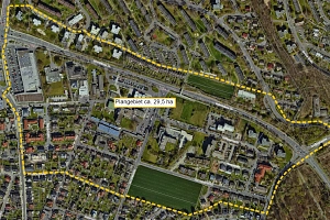 Orthophoto 2019: vorgesehener Geltungsbereich Beltershäuser Straße Plan, der das vorgesehene Planungsgebiet "Beltershäuser Straße" zeigt.