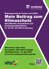 Plakat Bildungsurlaub "Klimaschutz im Allltag" © Universitätsstadt Marburg