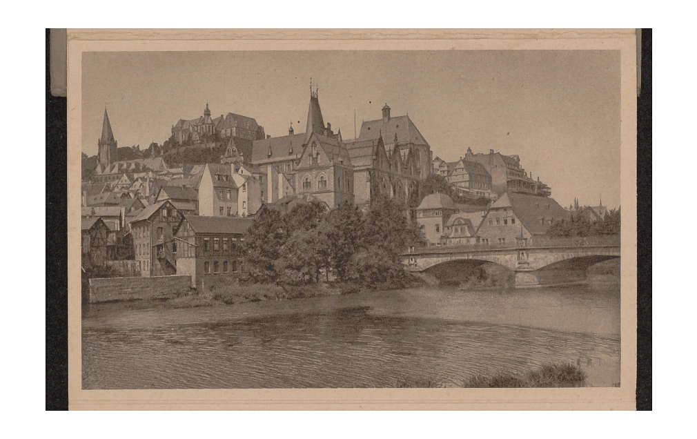Kupferdruckpostkarte mit Stadtansicht