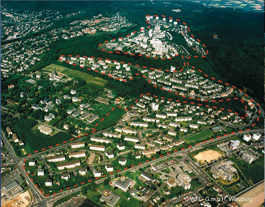 Foto vom Stadtteil Richtsberg in Marburg, Luftbild.