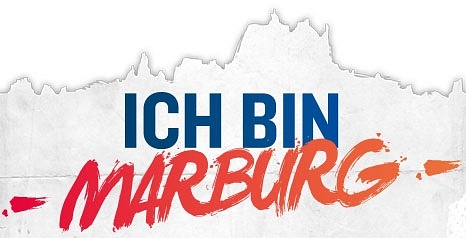 Silhouette Marburg, Schriftzug "Ich bin Marburg" © GOLDfisch ART Marburg