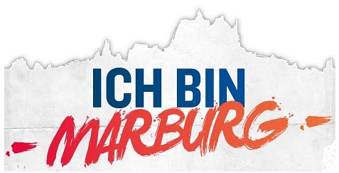 Silhouette Marburg, Schriftzug "Ich bin Marburg" © GOLDfisch ART Marburg