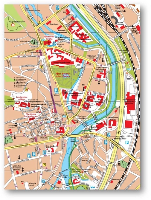 Stadtplan Stadt 2022 Ausschnitt Stadtplan Stadt Ausschnitt © Universitätsstadt Marburg