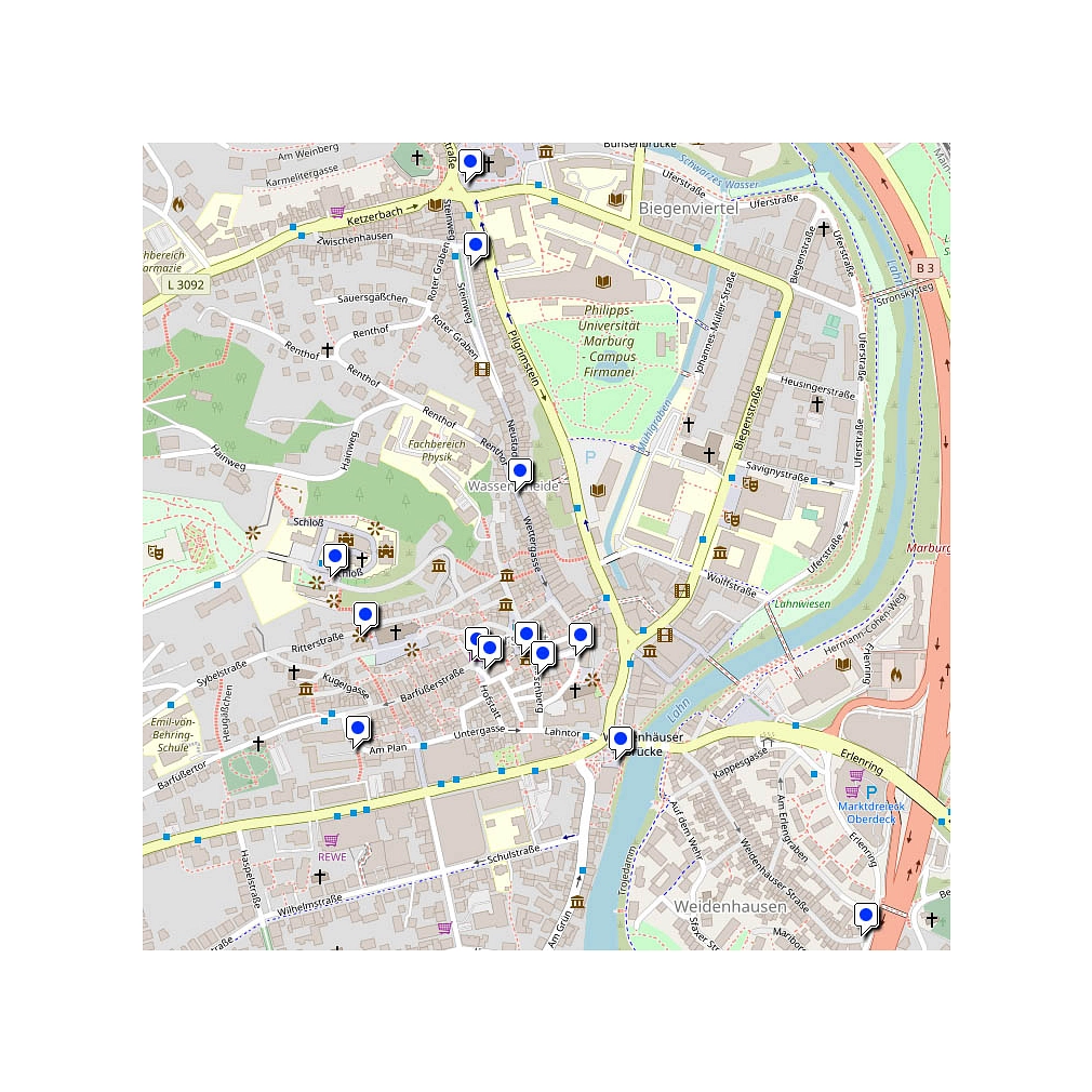 Stadtplan Trinkwasserbrunnen Stadtplan Trinkwasserbrunnen © Universitätsstadt Marburg