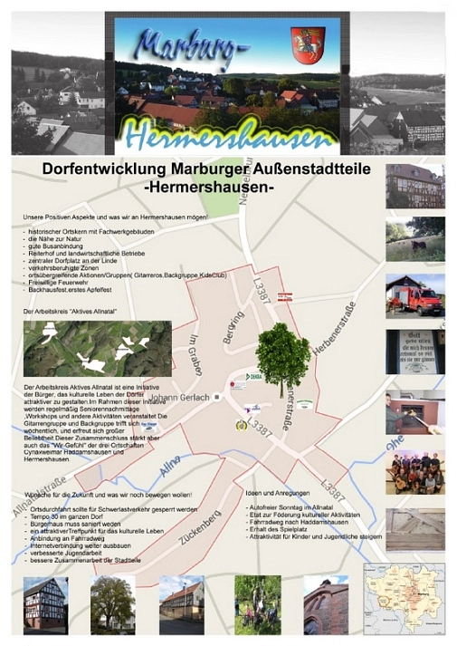 Stadtteilplakat aus Hermershausen zur Dorfentwicklung Marburg Stadtteilplakat aus Hermershausen zur Dorfentwicklung Marburg © Universitätsstadt Marburg