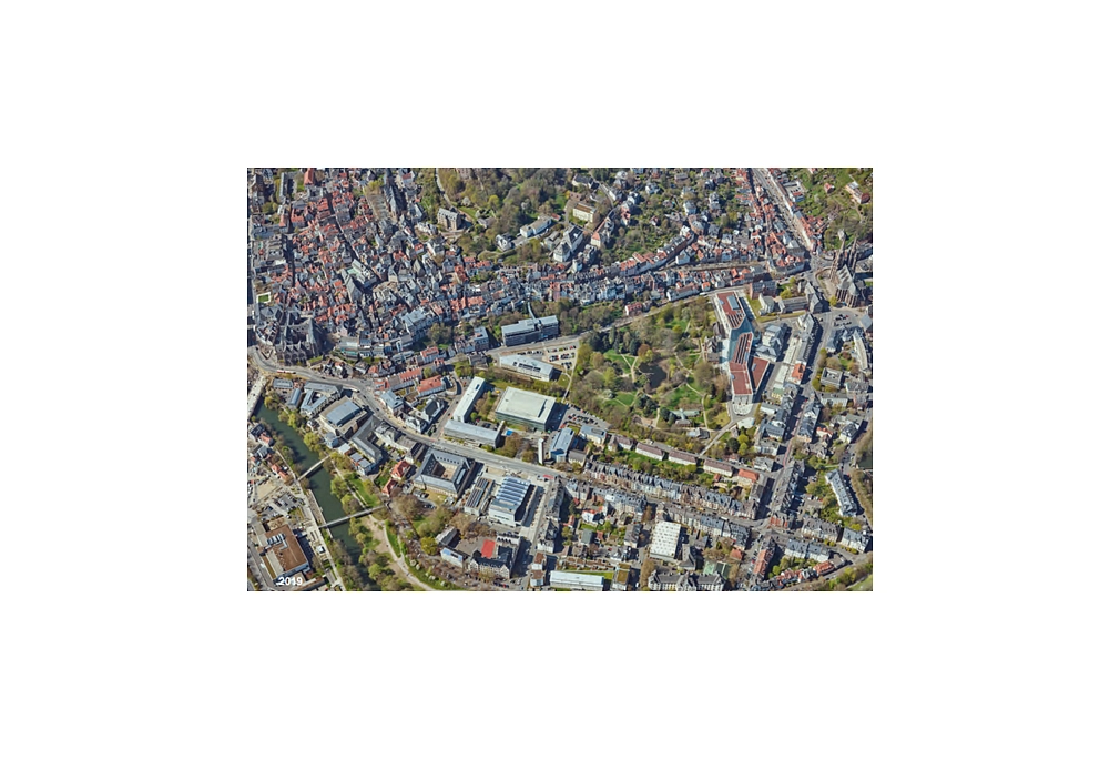 Luftaufnahme des Sanierungsgebiets "Nördliche Altstadt mit dem Ersatz- und Ergänzungsgebiet „Schlachthof/Stockgelände“.&nbsp;&copy;&nbsp;Universitätsstadt Marburg