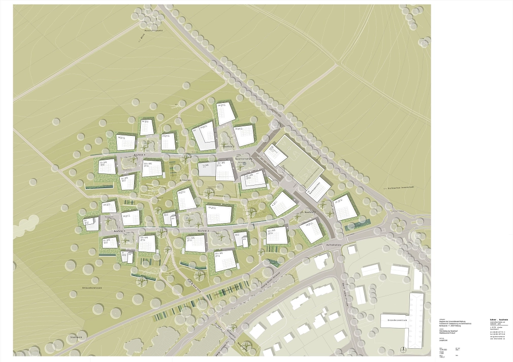 Der städtebaulichen Entwurf für das 
geplante Quartier am Hasenkopf.&nbsp;&copy;&nbsp;Büro lohrer.hochrein landschaftsarchitekten und stadtplaner gmbh