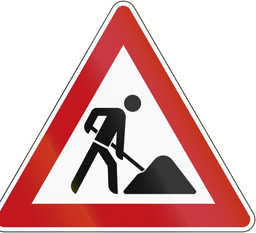 Baustelle: Deutsches Schild für Bauarbeiten.