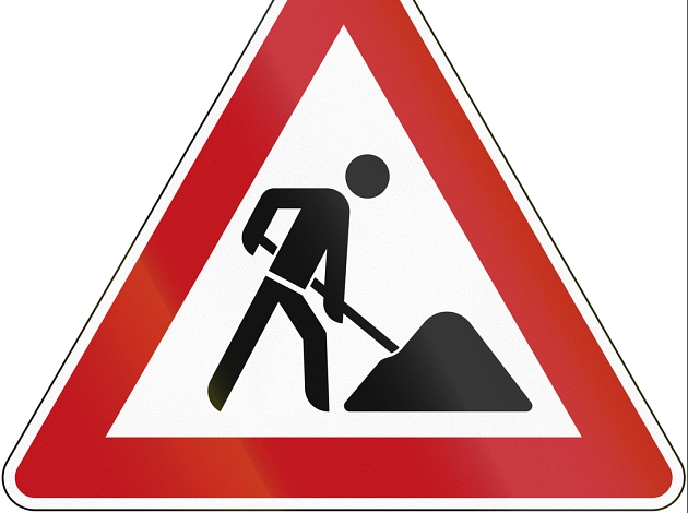 Baustelle: Deutsches Schild für Bauarbeiten.