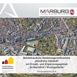 Titelblatt der Abschlussbroschüre: Städtebauliche Sanierungsmaßnahme "Nördliche Altstadt" mit Ersatz- und Ergänzungsgebiet "Schlachthof/Stockgelände" © Universitätsstadt Marburg