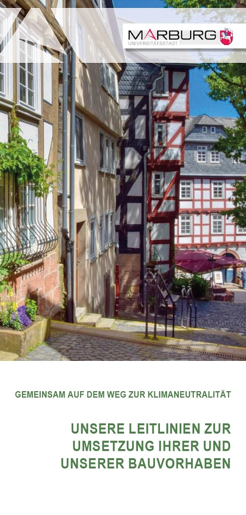 Titelblatt zum Flyer GEMEINSAM AUF DEM WEG ZUR KLIMANEUTRALITÄT&nbsp;&copy;&nbsp;Universitätsstadt Marburg