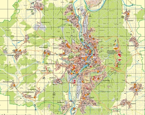 Karte der im Teilkonzept untersuchten städtischen Liegenschaften