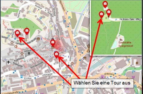 Virtuelle Tour Trauorte Karte © Universitätsstadt Marburg