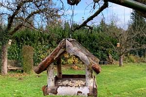 Vogelhaus mit Futter. Vogelhaus mit Futter.